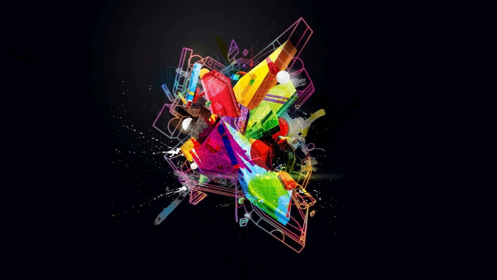 A Colorful Abstract Design On A Black Background Background