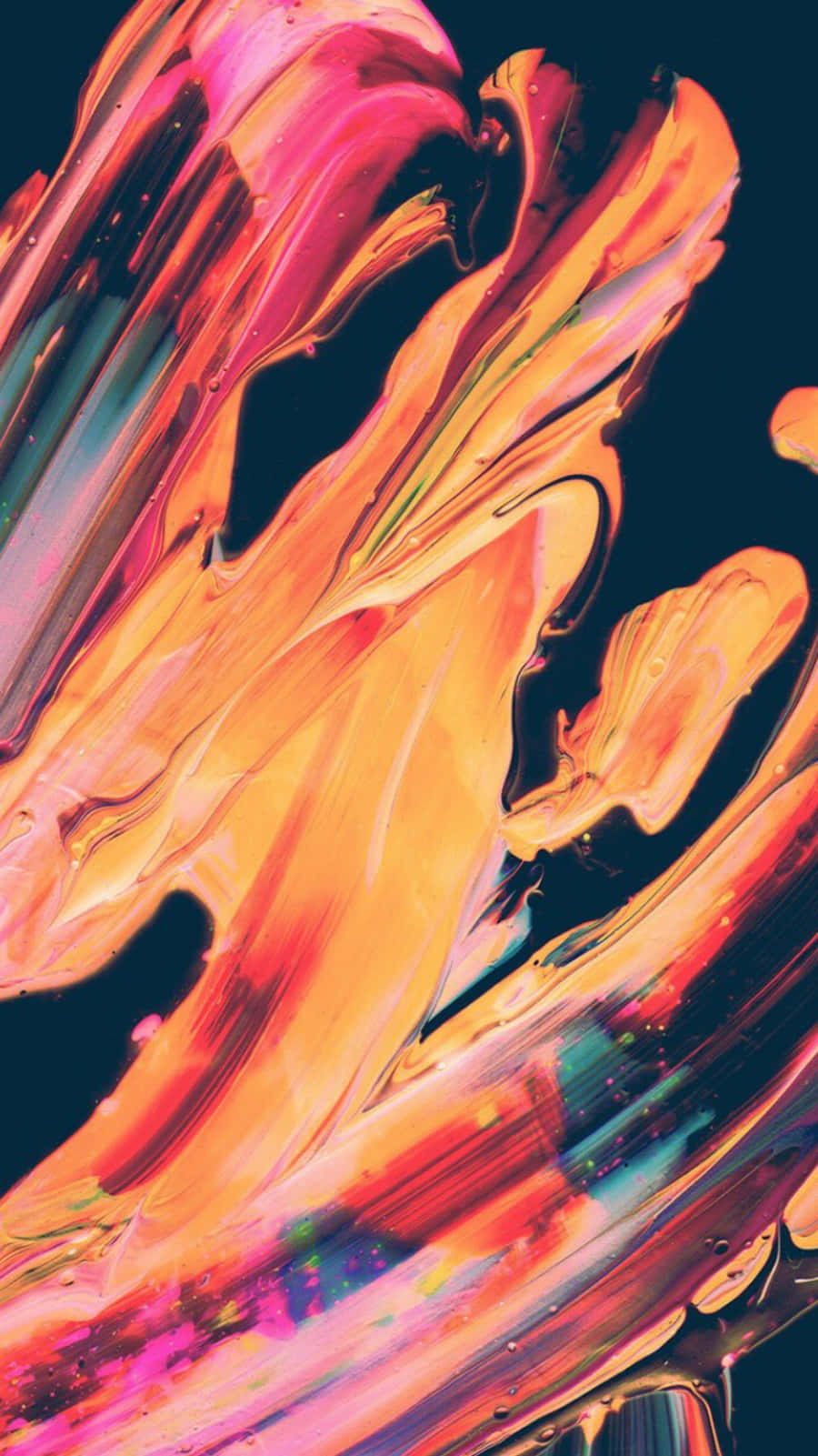 A Colorful Abstract Painting On A Black Background