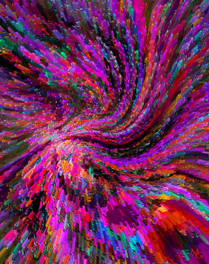 A Colorful Abstract Painting With A Swirling Pattern Background