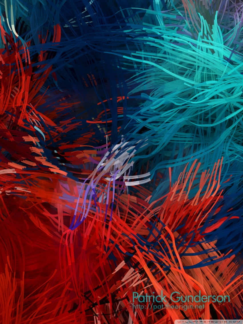 A Colorful Abstract Painting With Red, Blue And Green Colors Background