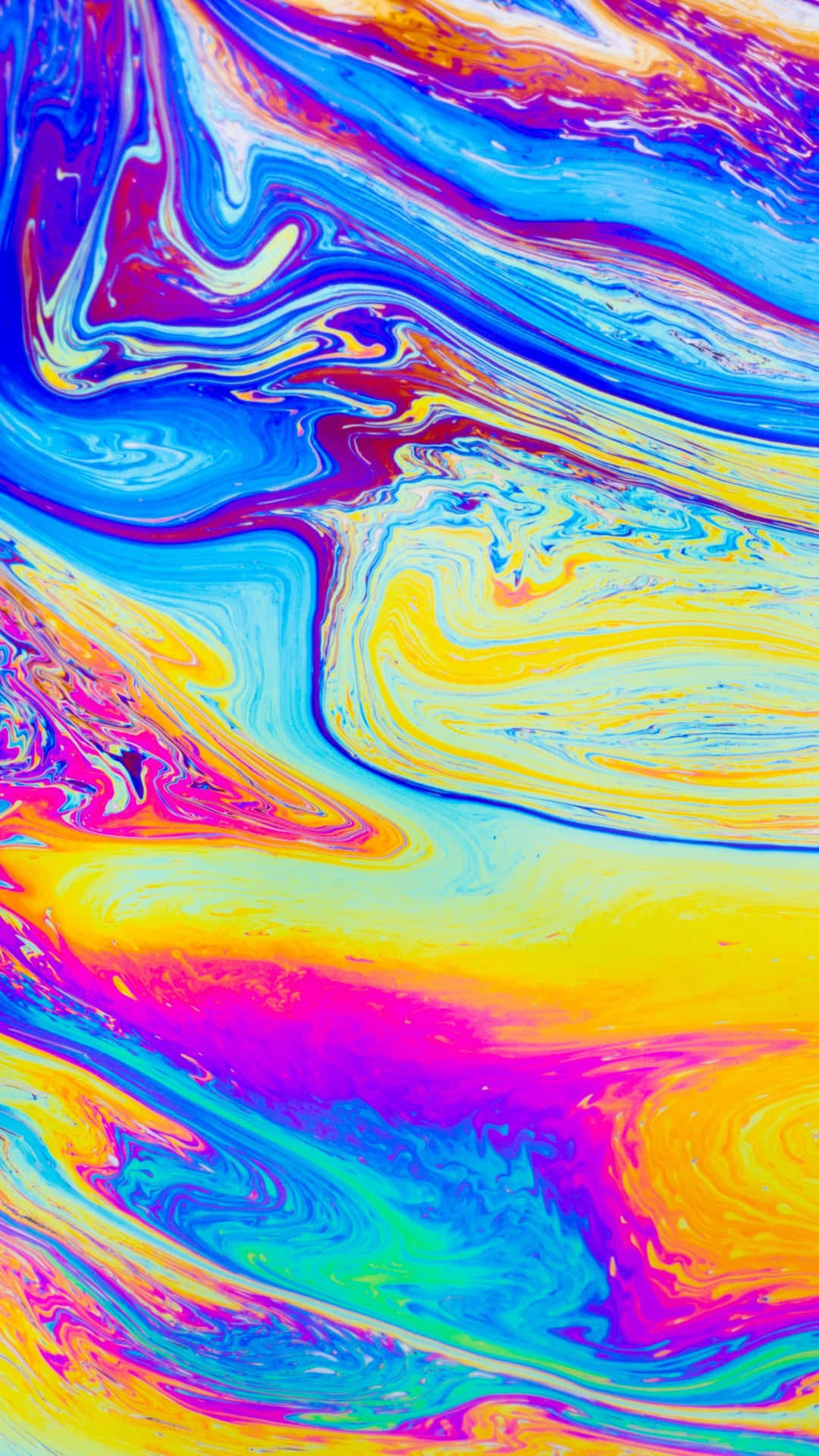 A Colorful Abstract Painting With Swirls Of Liquid