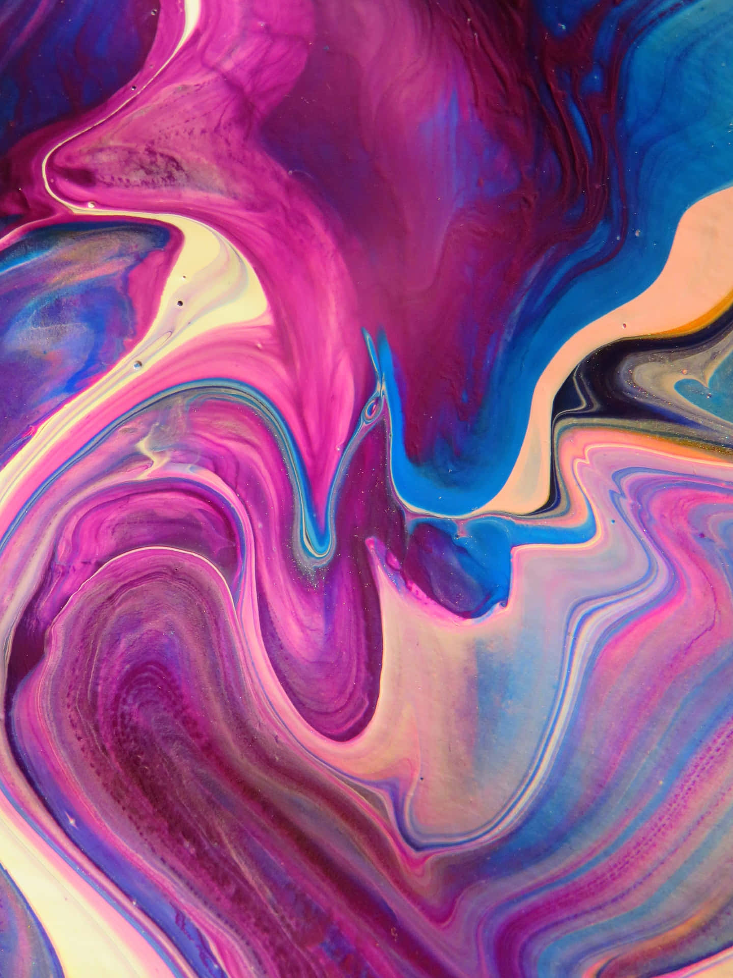 A Colorful Abstract Painting With Swirls Of Purple, Blue, And Pink