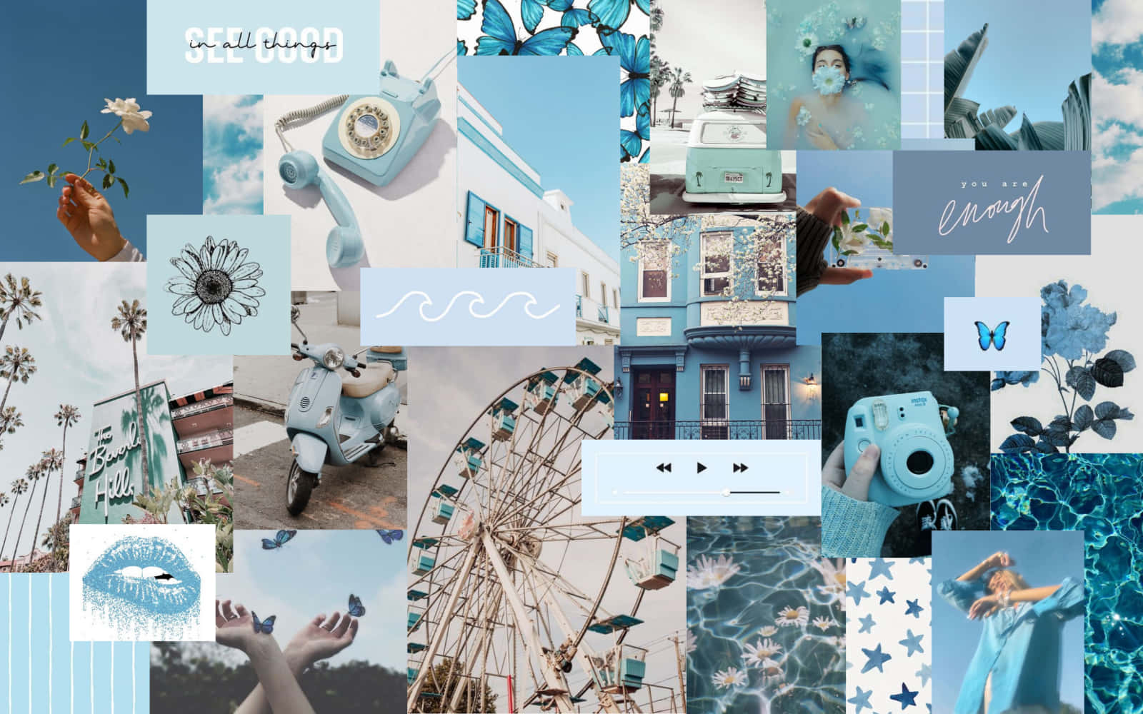 A Colorful Aesthetic Blue Collage Background