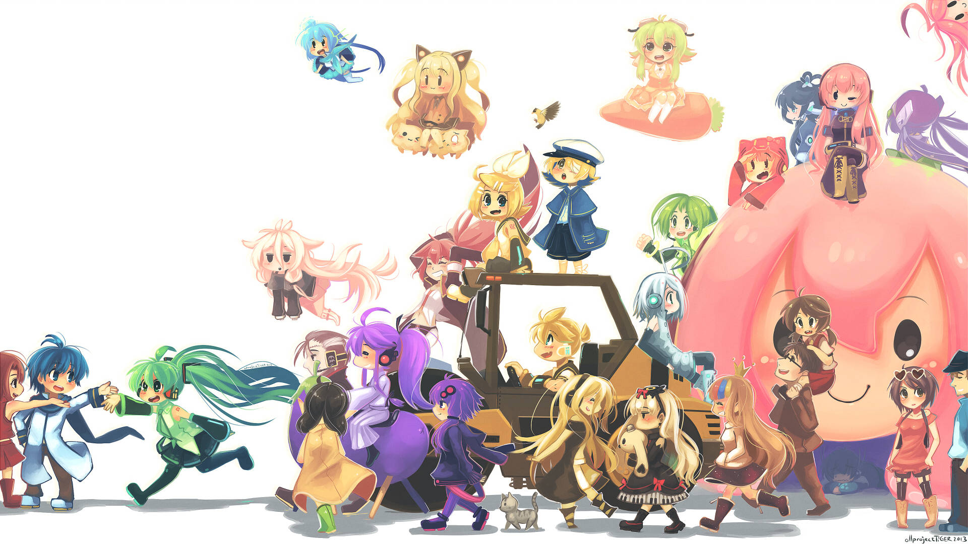 A Colorful And Cheerful Scene Featuring The Beloved Vocaloid Character