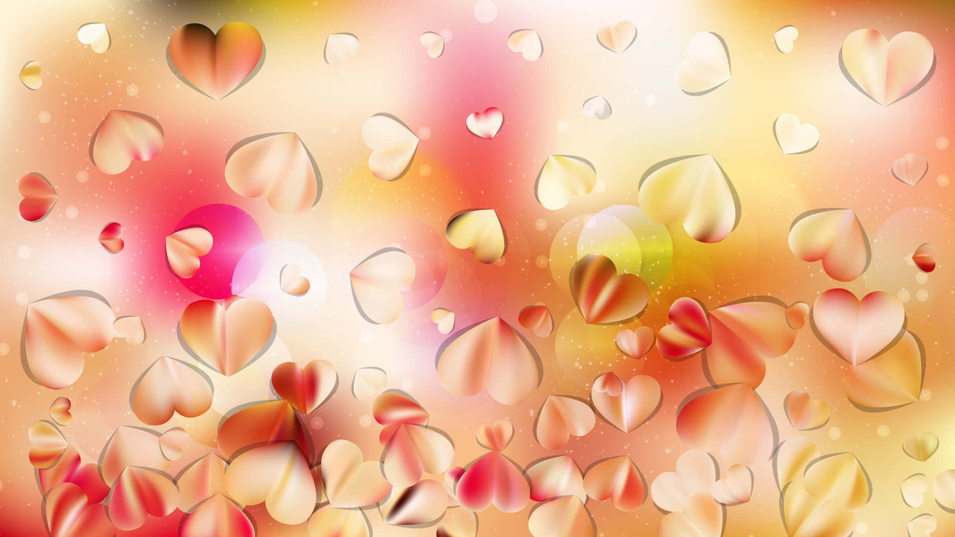 A Colorful Background With Hearts And Rain Drops Background