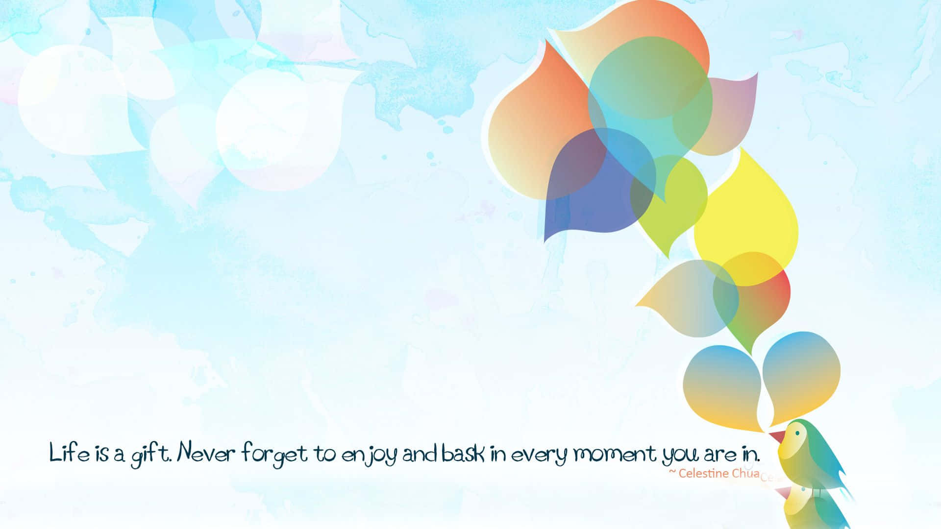 A Colorful Bird With A Quote On It Background