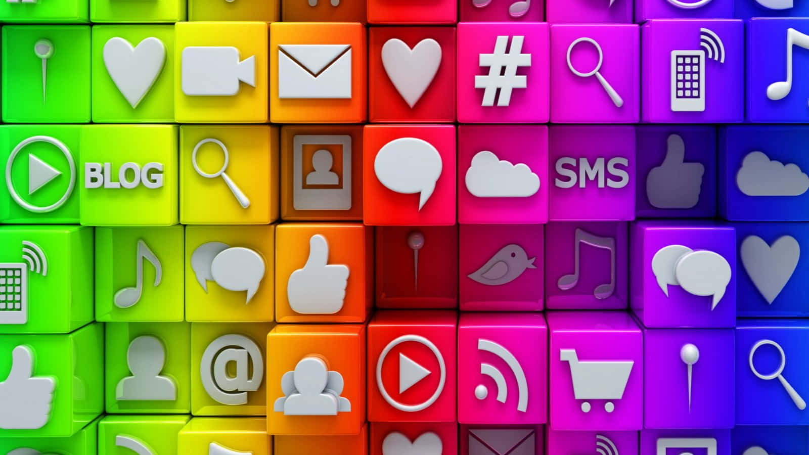 A Colorful Block Of Social Icons
