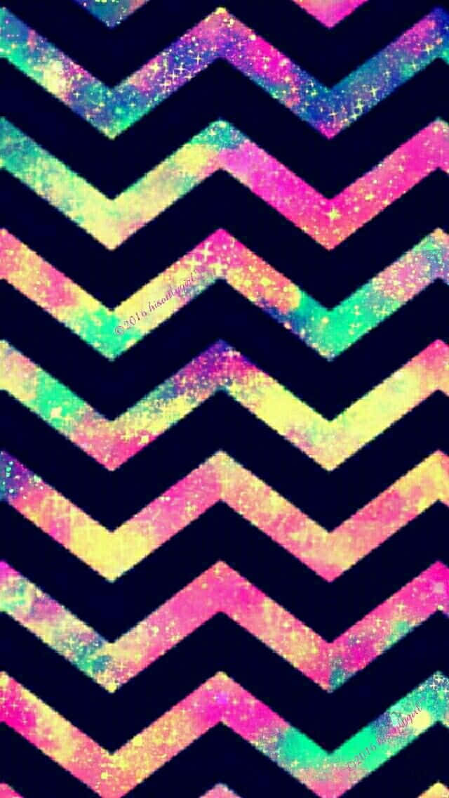 A Colorful Chevron Pattern With Glitter Background