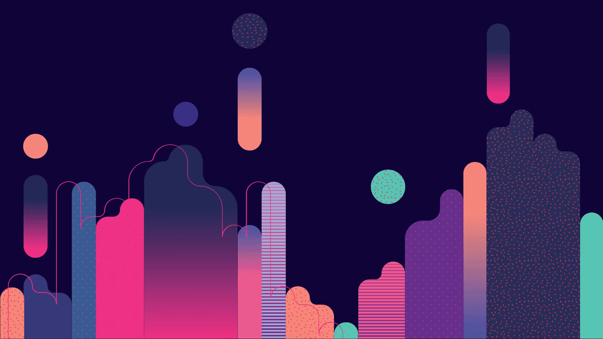 A Colorful Cityscape With Colorful Shapes Background