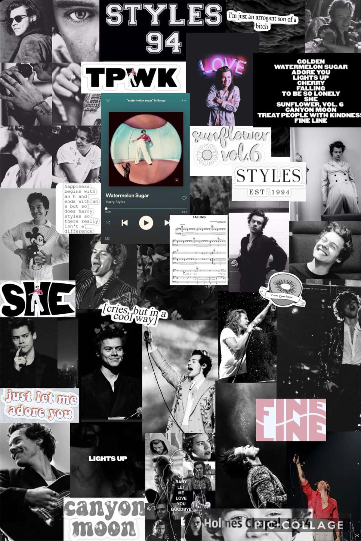 A Colorful Collage Of Harry Styles Background