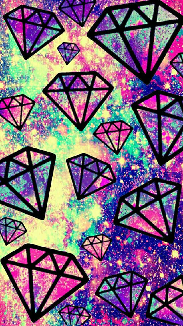 A Colorful Diamond Pattern On A Galaxy Background Background