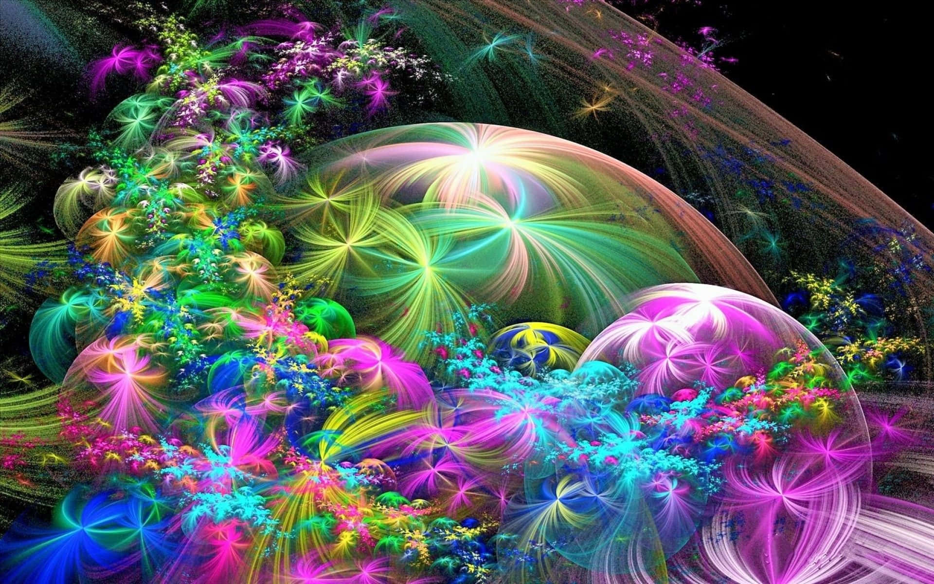 A Colorful Digital Art With Colorful Flowers