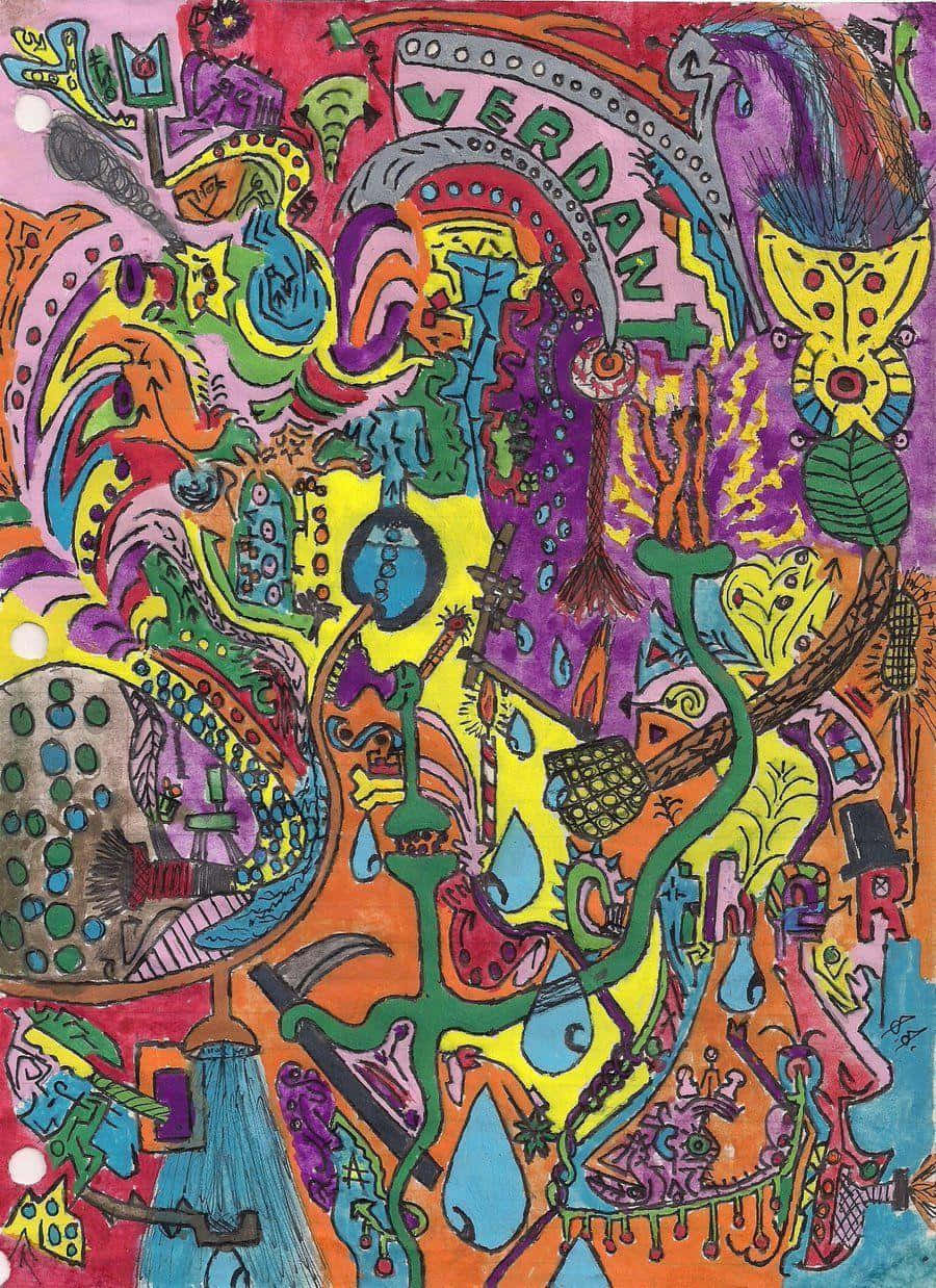 A Colorful Drawing Of A Colorful Drawing Background