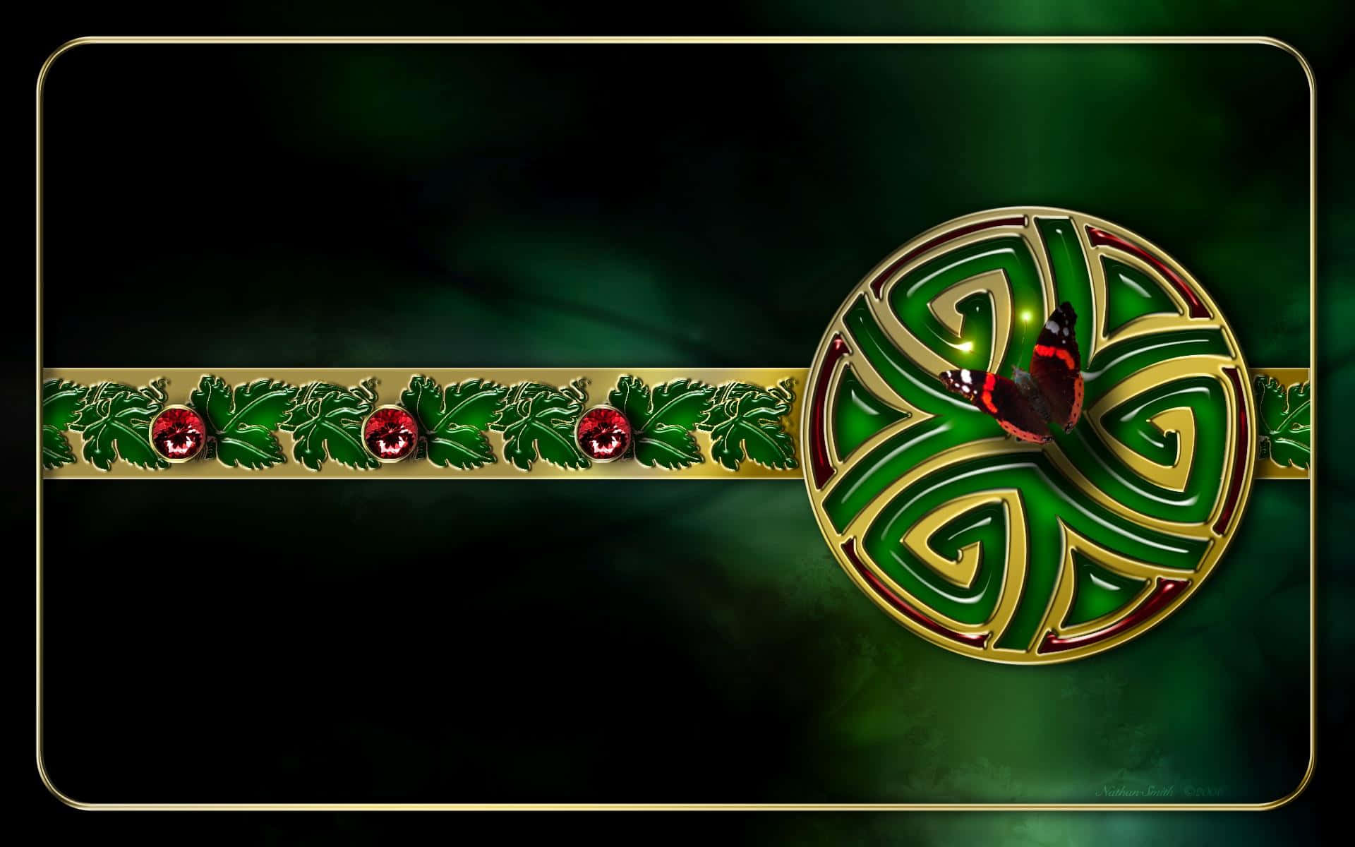 A Colorful Emblem Of Celtic Football Club, Featuring The Iconic Green And White Hoops Background