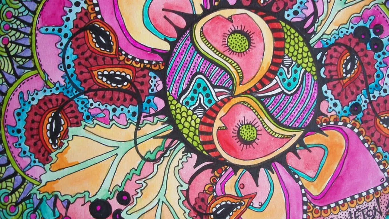 A Colorful Explosion Of Peace And Love. Background