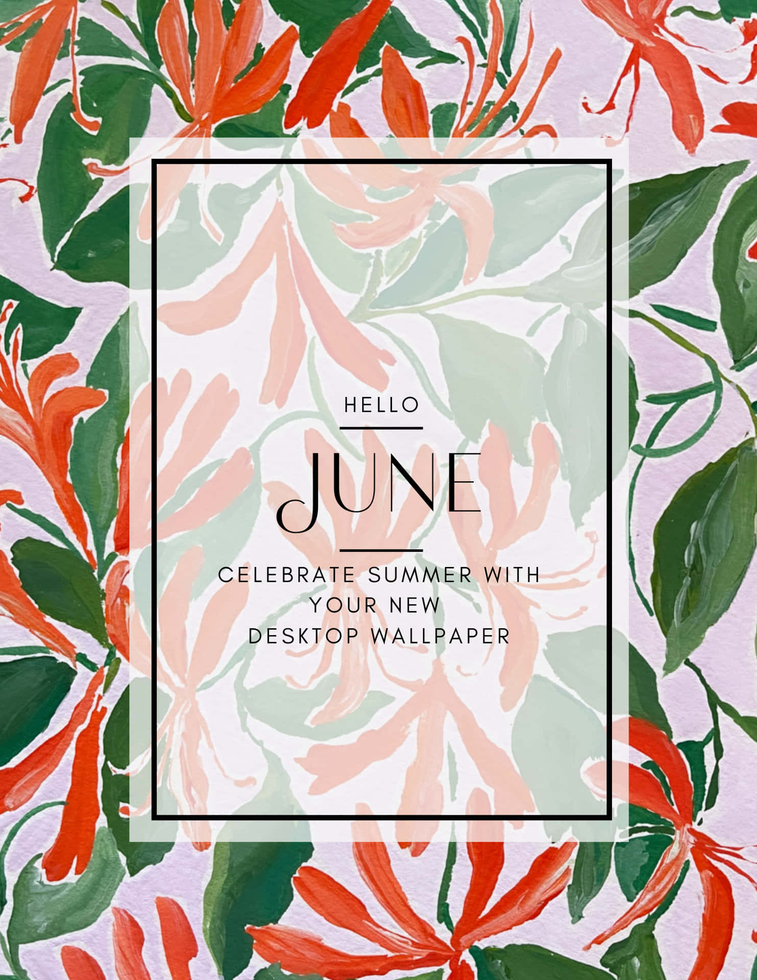 A Colorful Floral Background With The Words Hello June Background