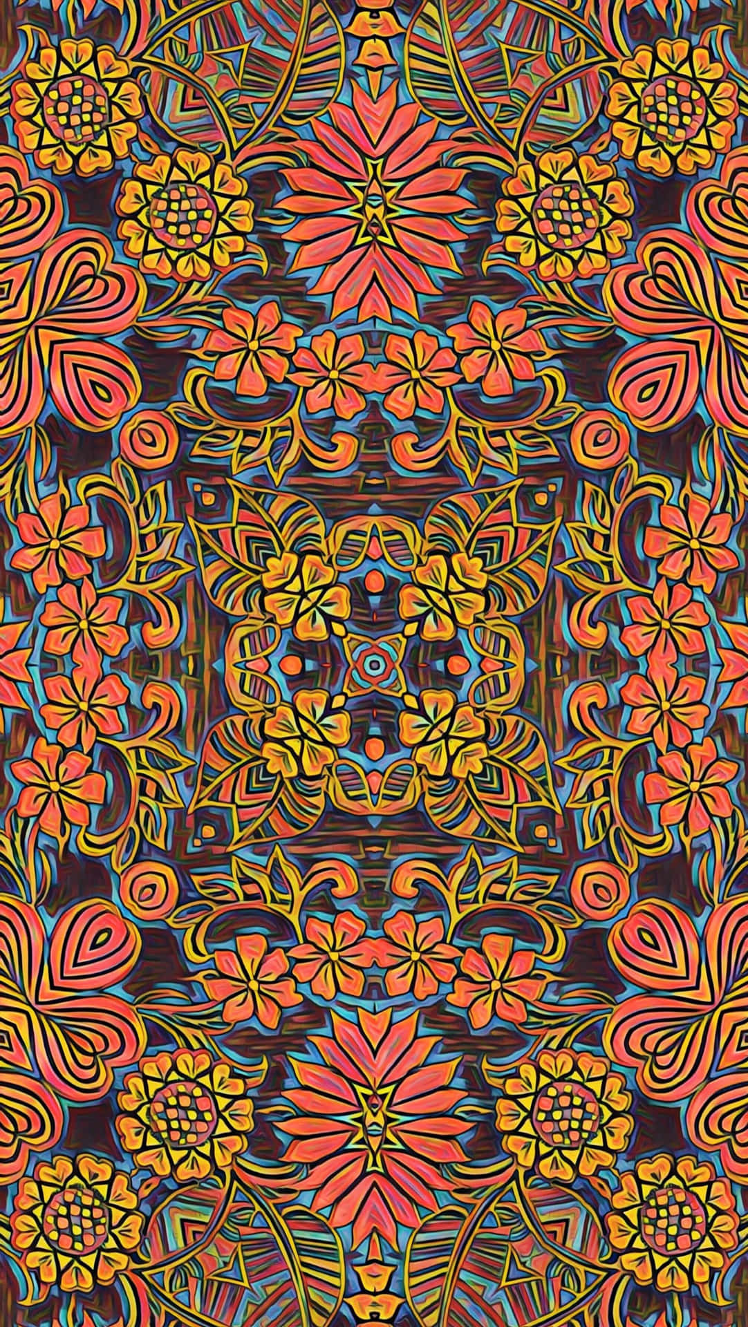 A Colorful Floral Pattern With A Lot Of Colors Background