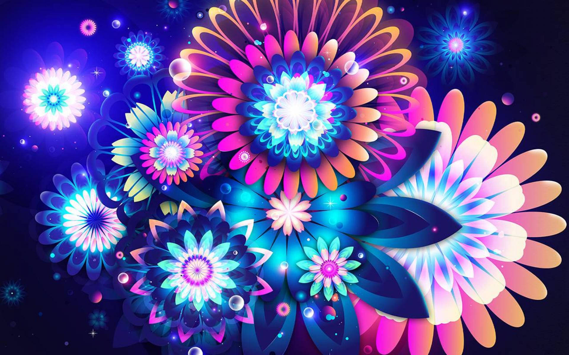 A Colorful Flower Design With Bright Lights