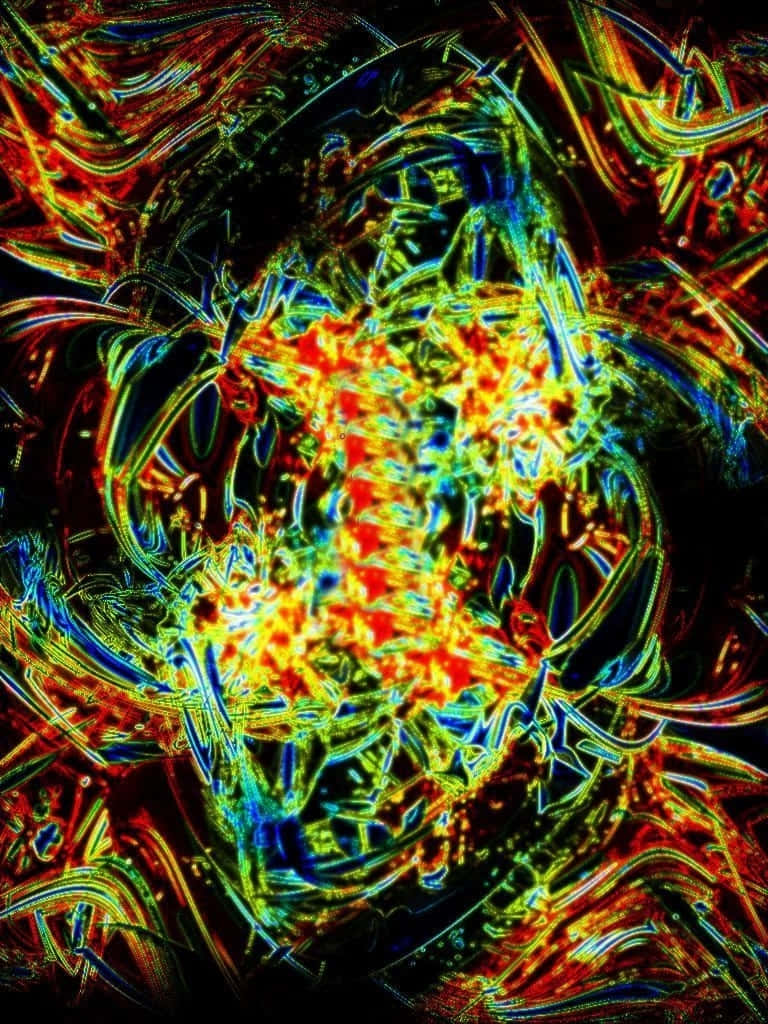 A Colorful Fractal Art Design On Black Background Background