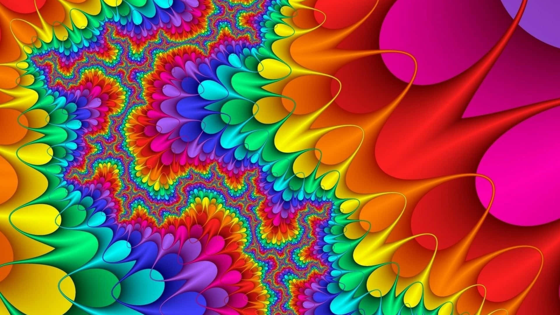 A Colorful Fractal Design With Colorful Flowers Background