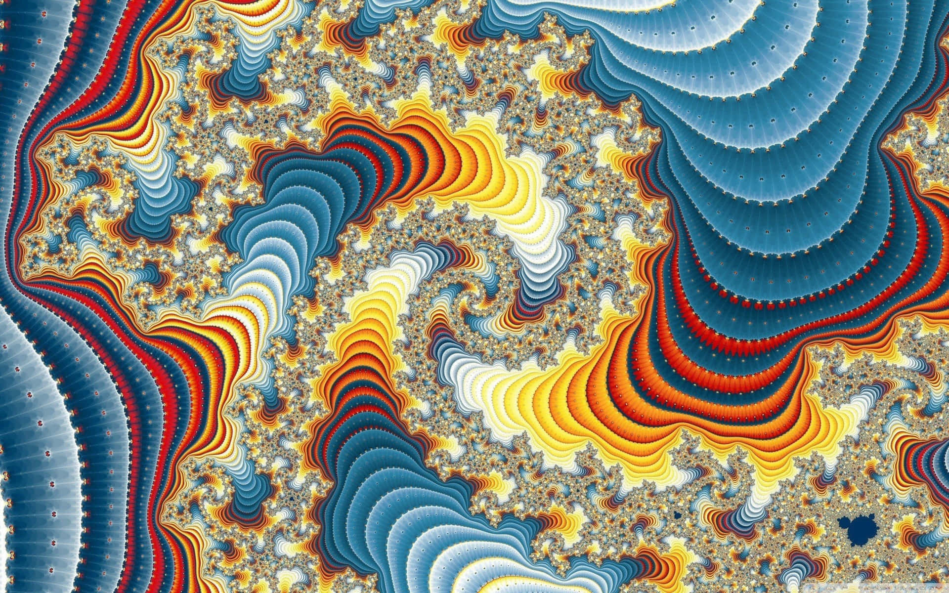 A Colorful Fractal Pattern With A Spiral Design Background