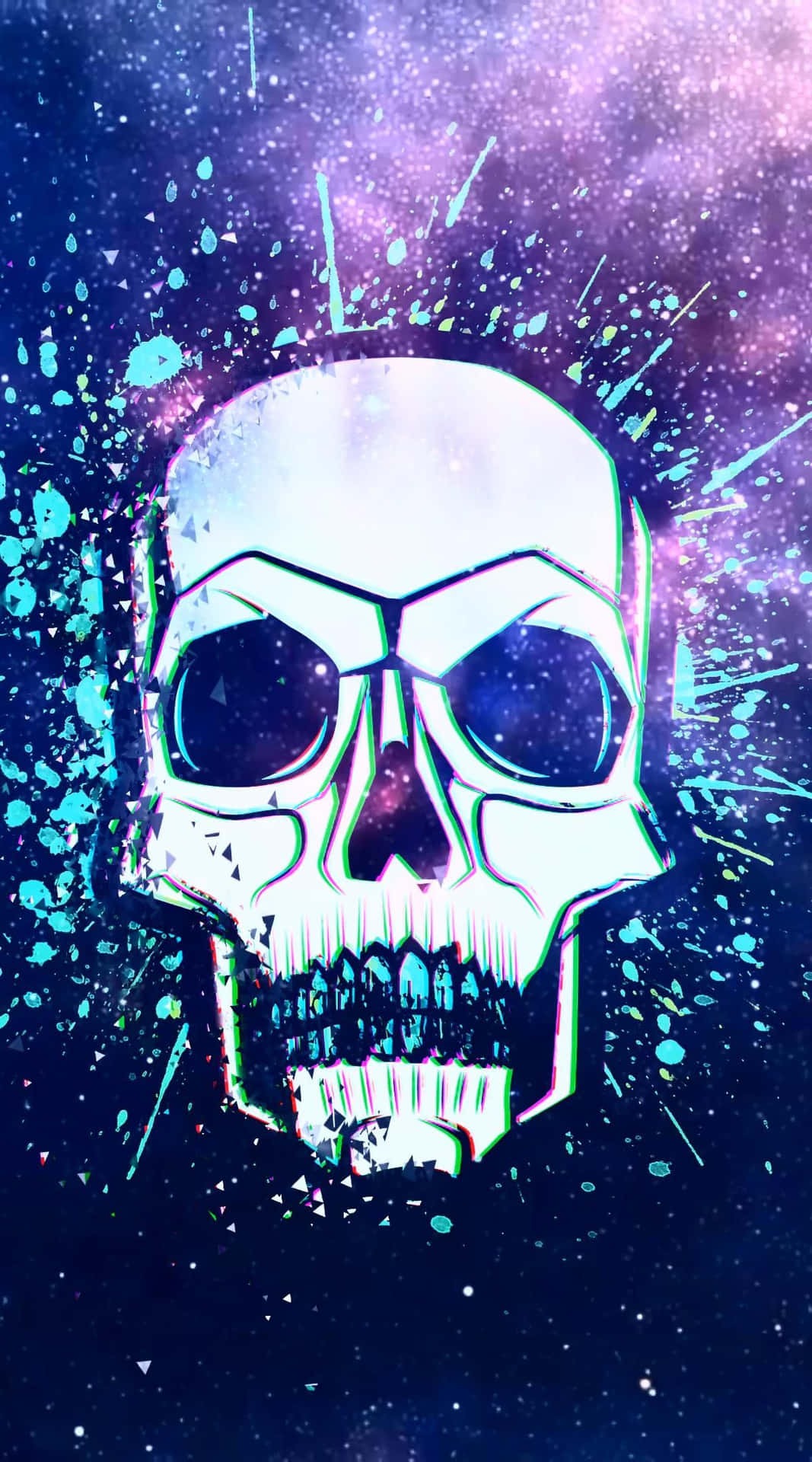 A Colorful, Galaxy-inspired Skull With Deep Cosmic Shadows Background