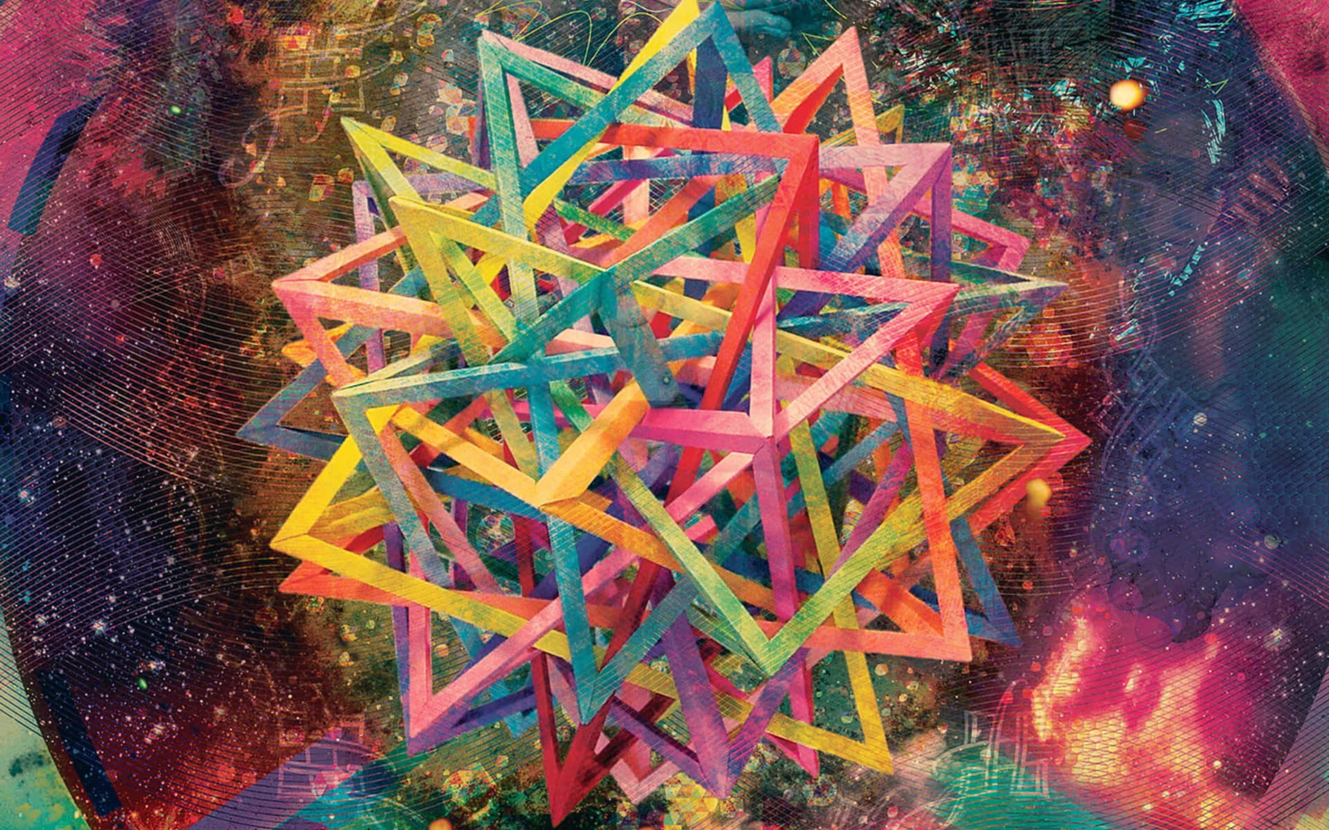 A Colorful Geometric Pattern In The Shape Of A Star Background