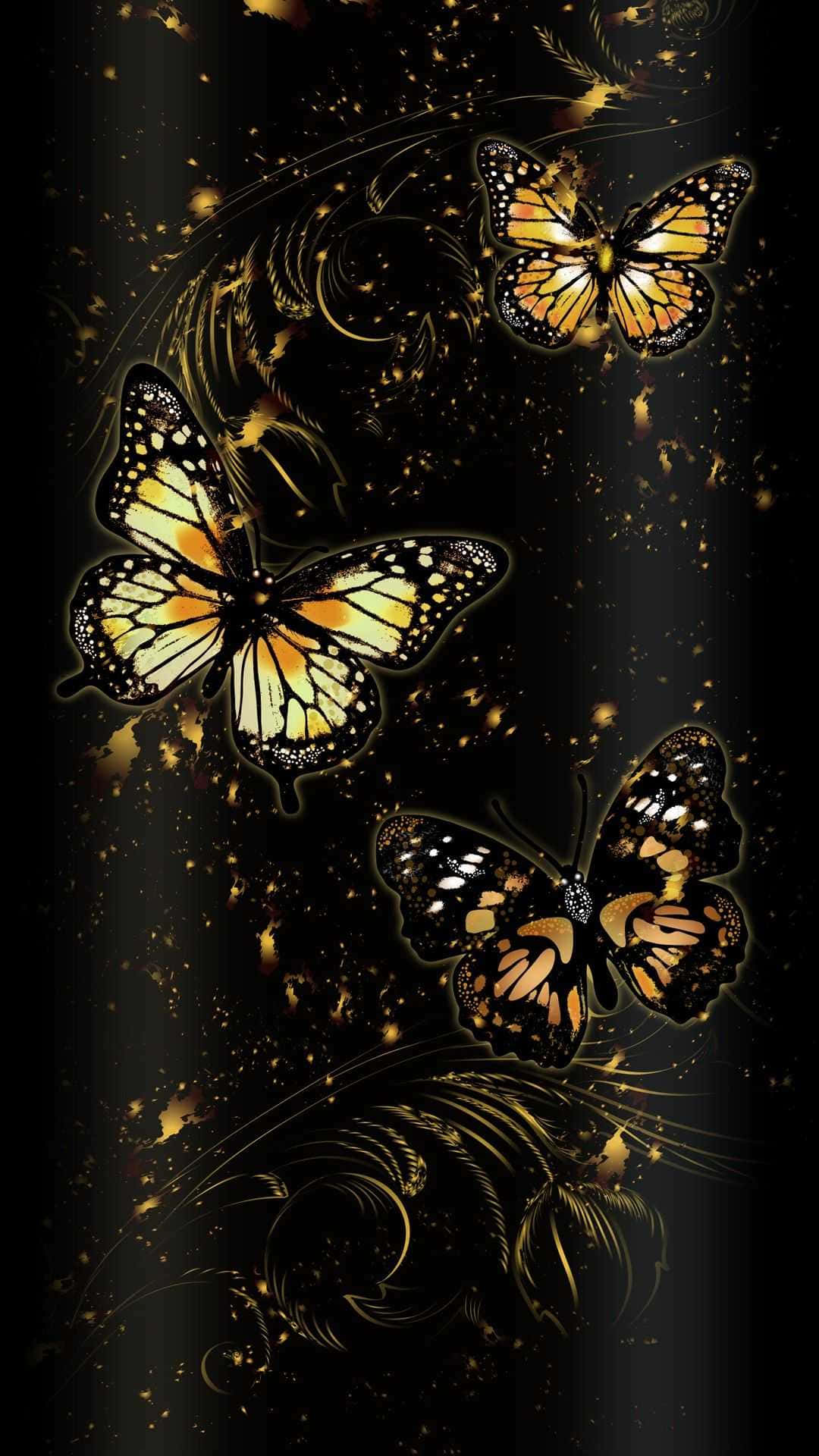 A Colorful Glitter Butterfly With Sparkling Wings Background