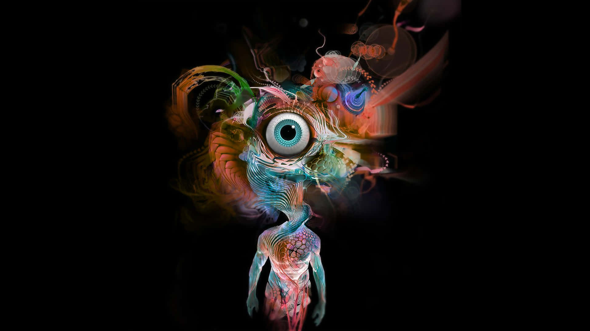A Colorful Image Of A Person With A Large Eye Background
