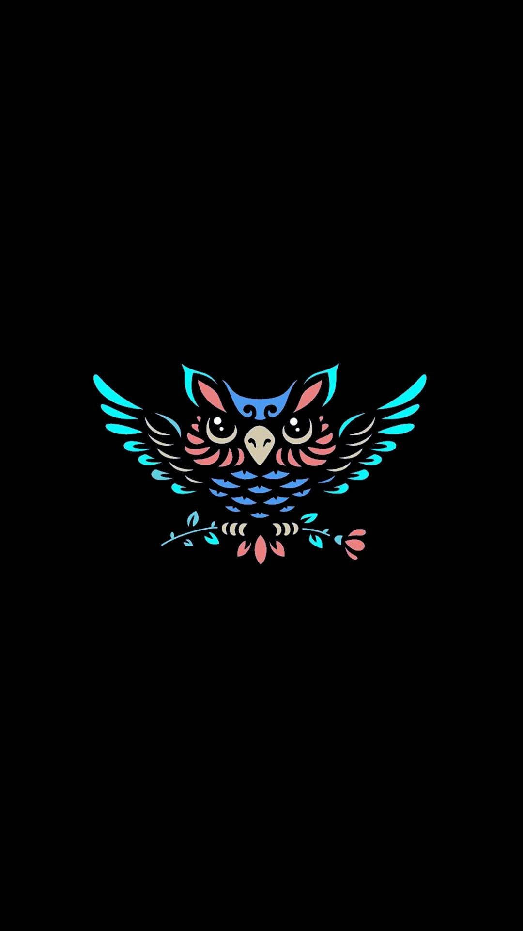 A Colorful Owl Logo On A Black Background Background