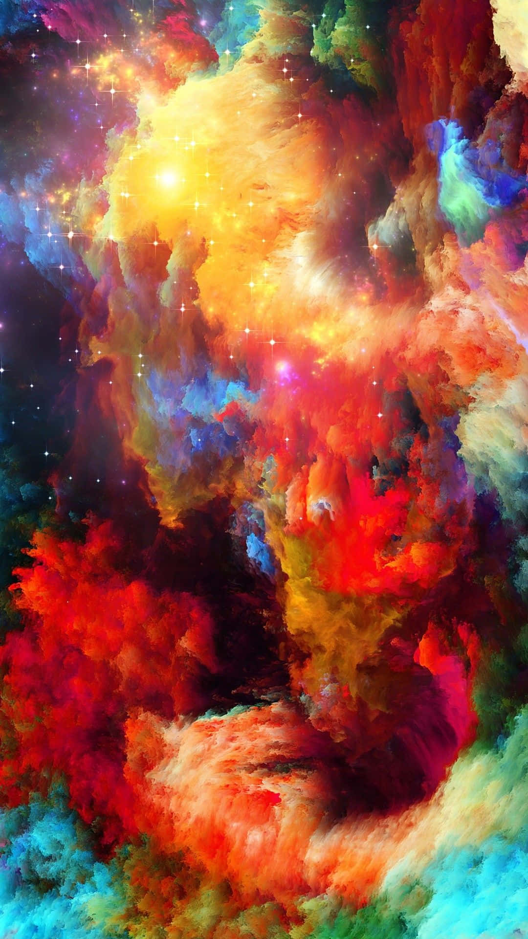 A Colorful Painting Of A Colorful Nebula Background