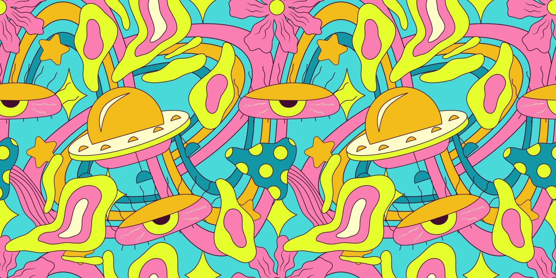 A Colorful Pattern With A Lot Of Different Objects Background