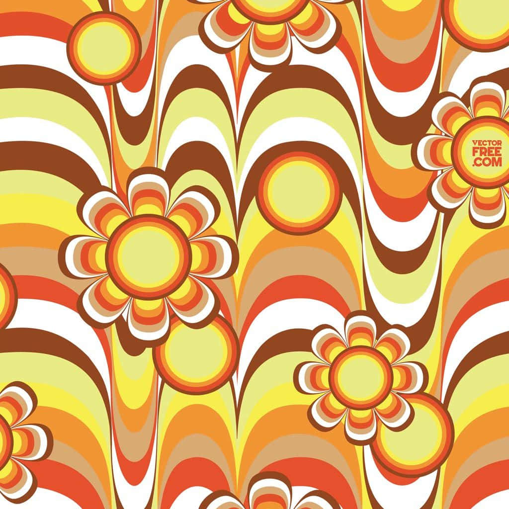 A Colorful Pattern With Flowers And Swirls Background