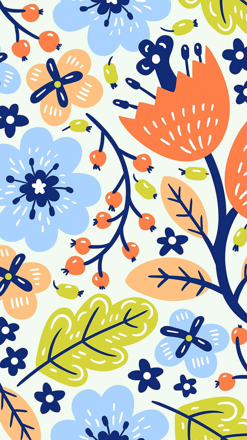 A Colorful Pattern With Flowers Background