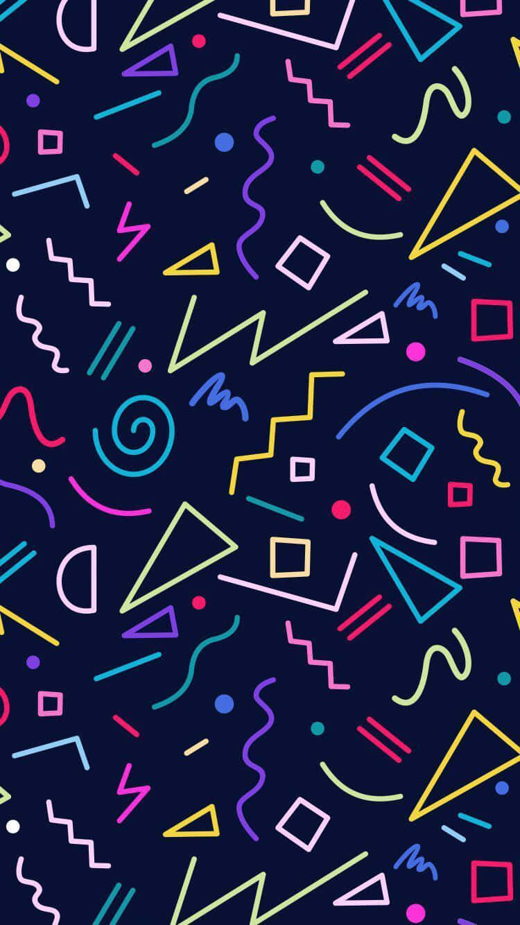 A Colorful Pattern With Geometric Shapes Background