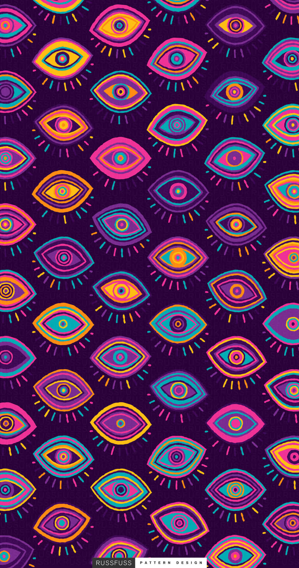 A Colorful Pattern With Many Colorful Eyes Background