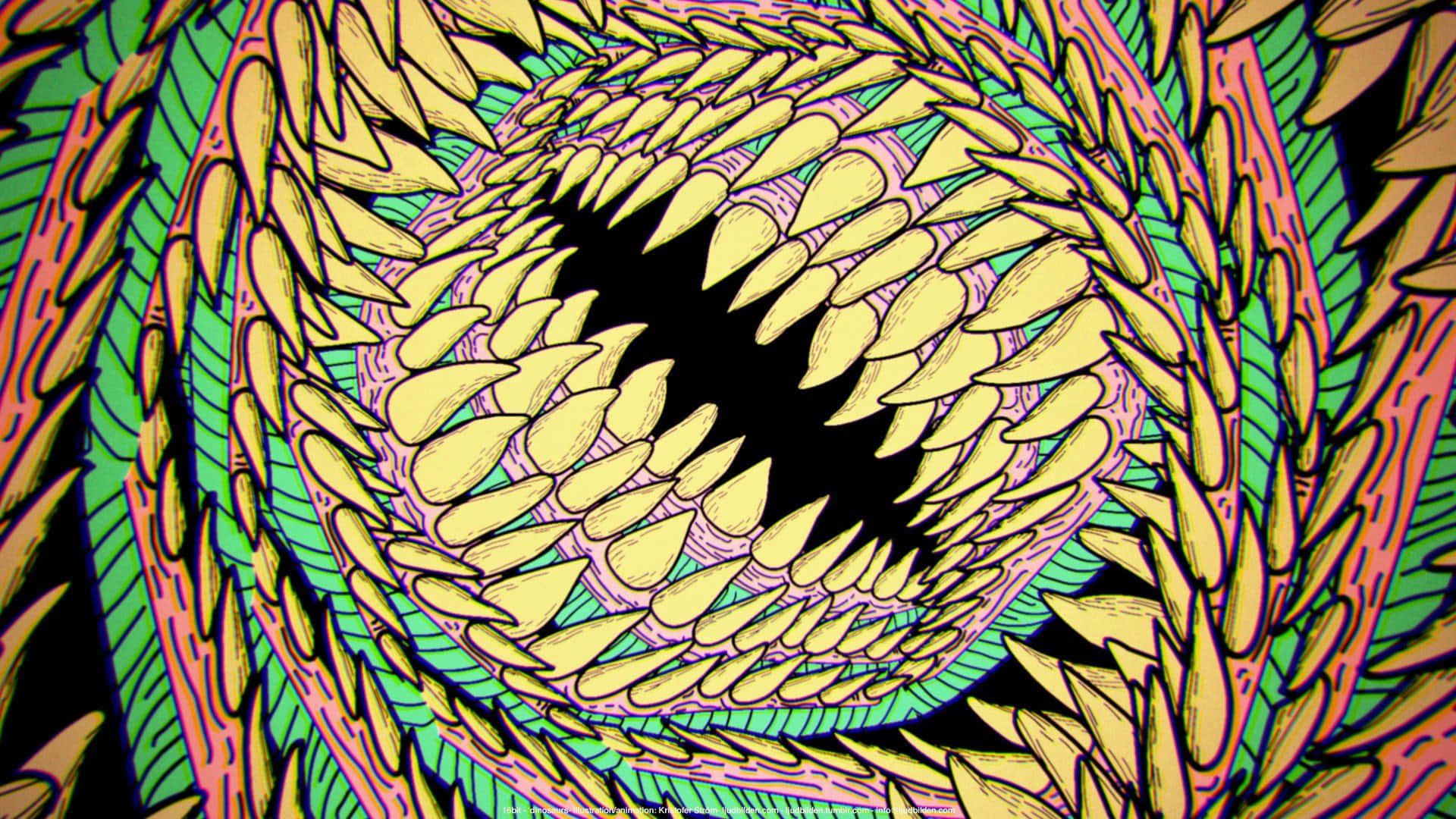 A Colorful Psychedelic Design With A Large Mouth Background