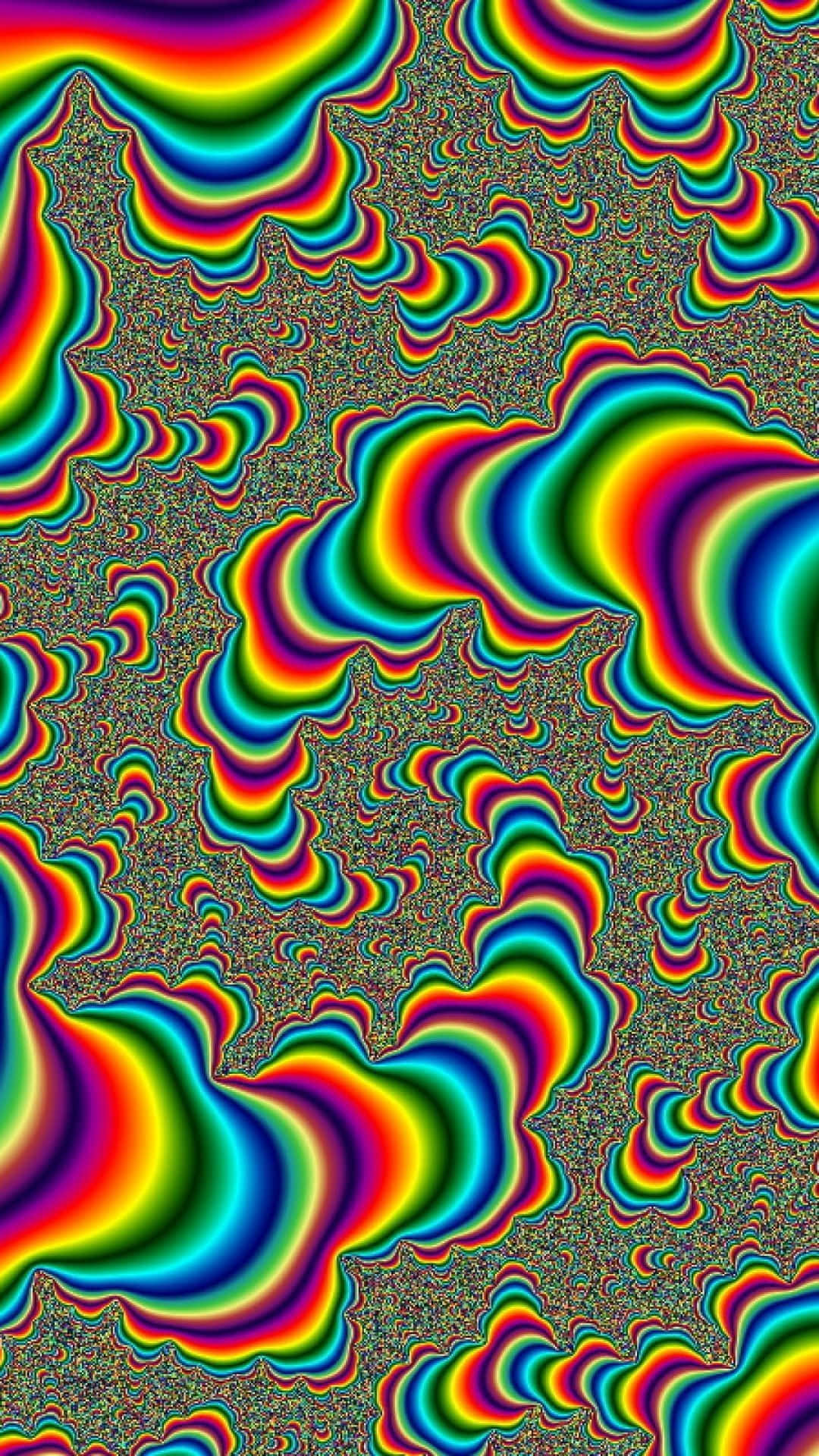 A Colorful Psychedelic Image With Rainbow Waves