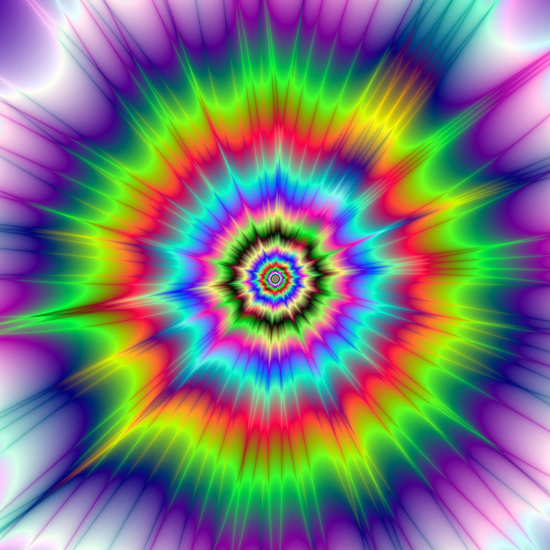 A Colorful Psychedelic Spiral With A Rainbow Background Background