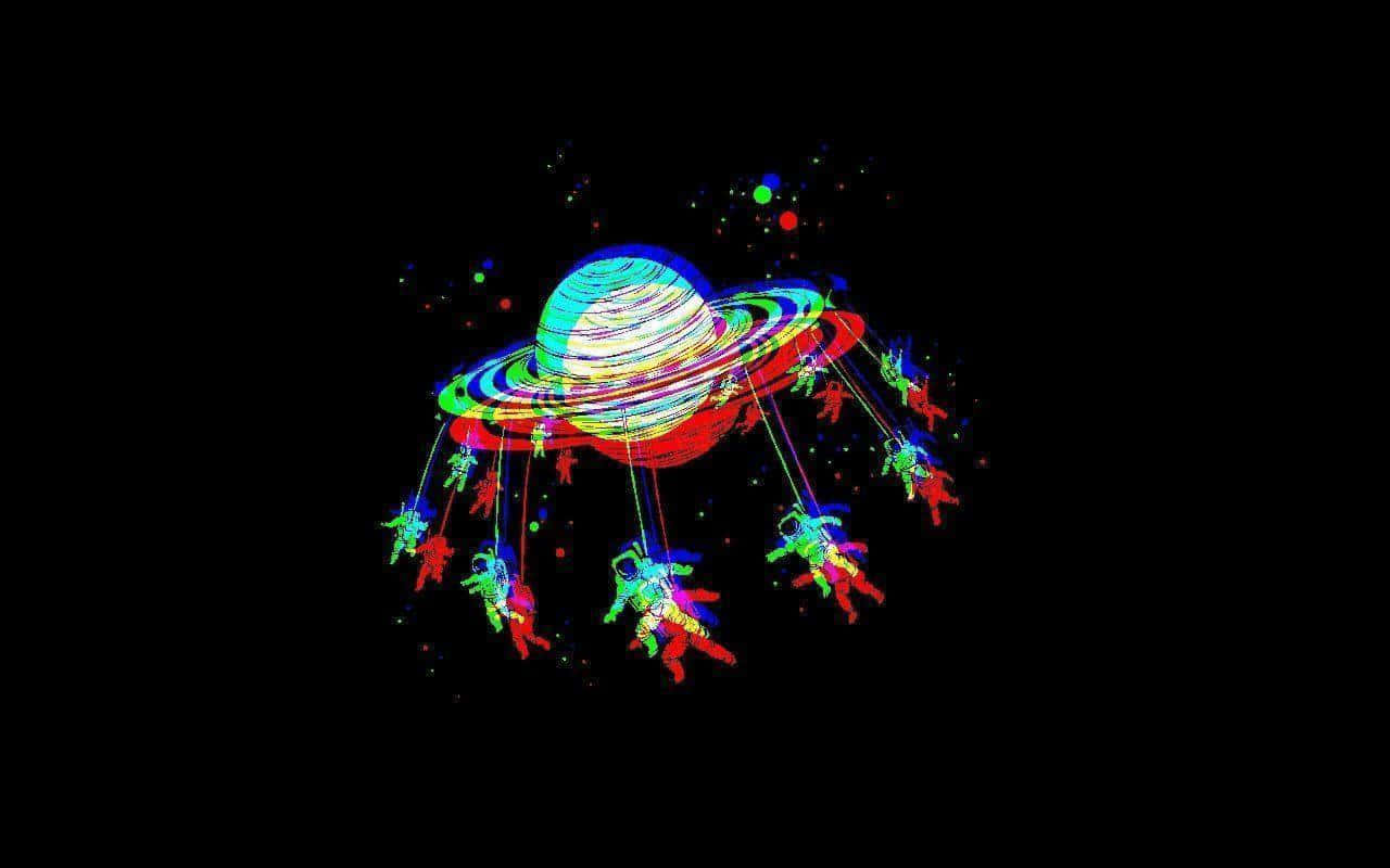 A Colorful Saturn Flying In Space Background