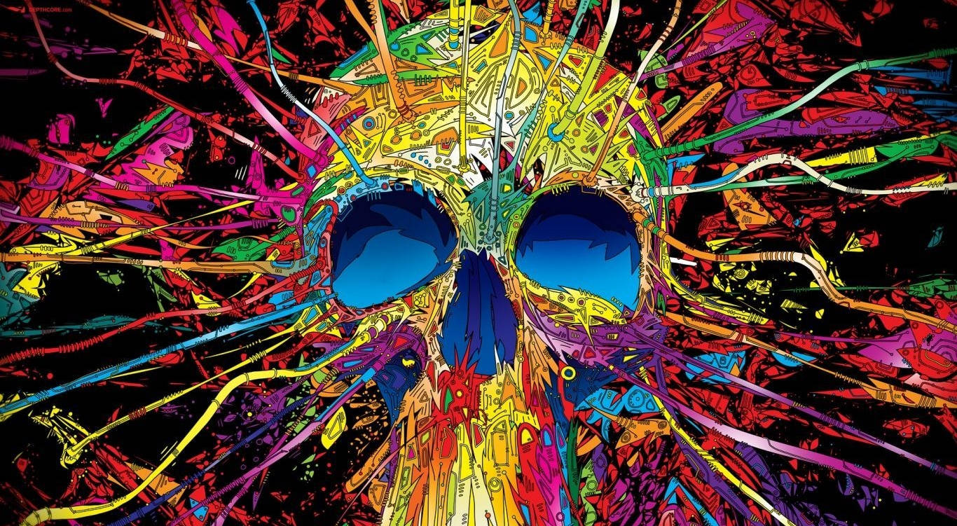 A Colorful Skull Artwork Background