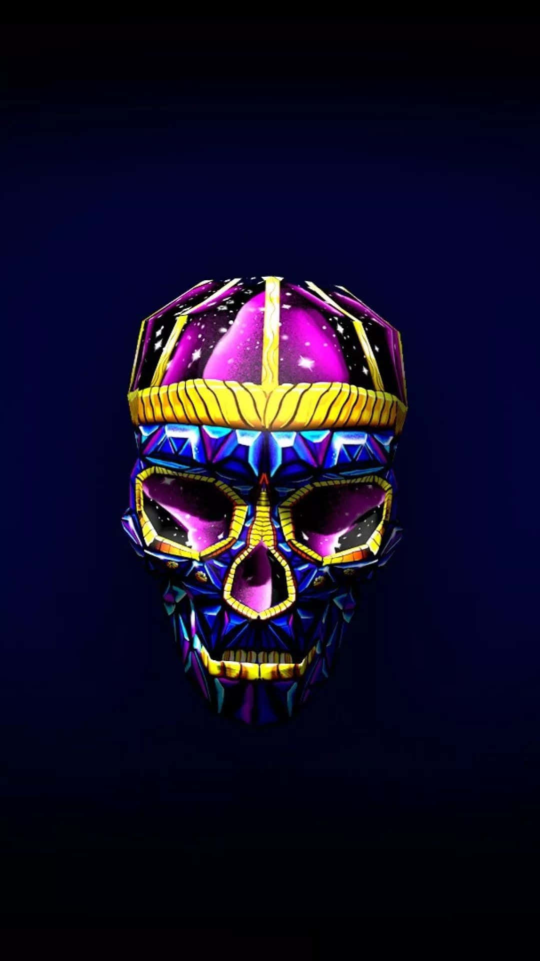 A Colorful Skull With A Crown On It Background