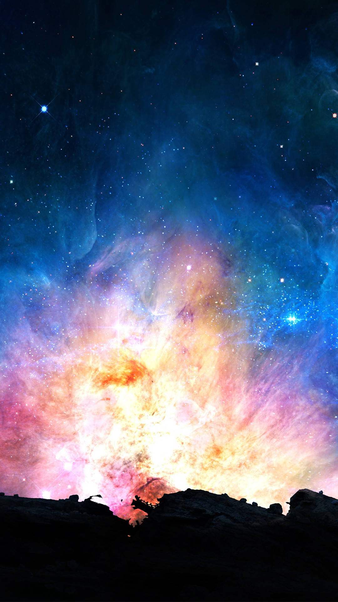 A Colorful Space Background With Stars And Clouds Background