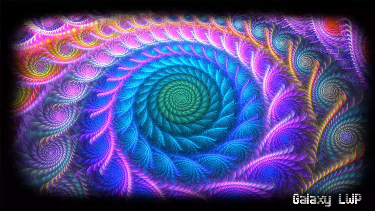 A Colorful Spiral Design With A Purple Background Background