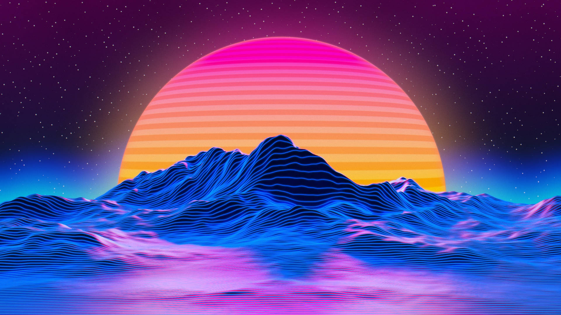 A Colorful Sunrise Over A Mountain Background