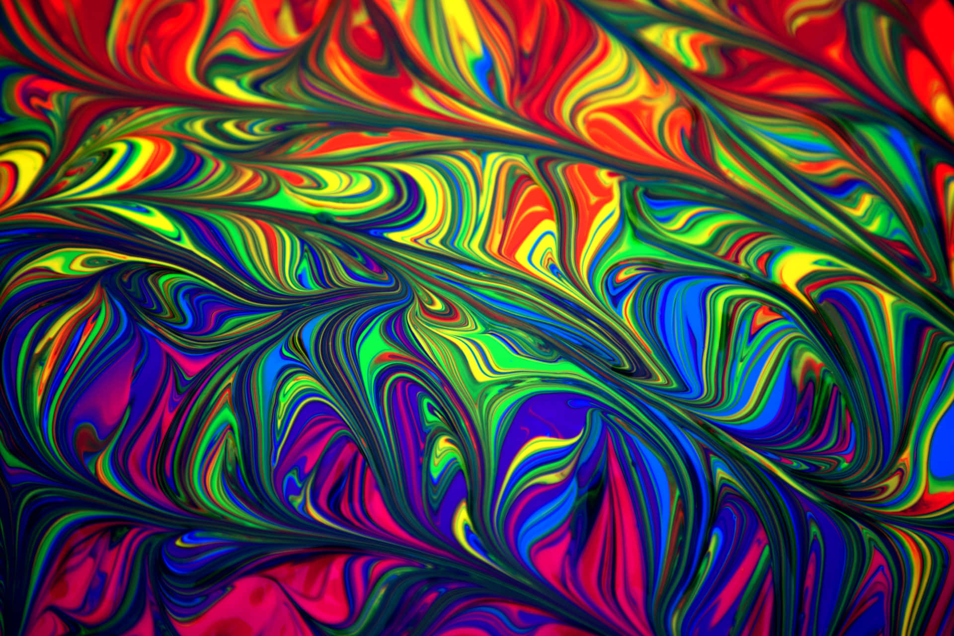 A Colorful Swirl Of Swirls In A Dark Background Background