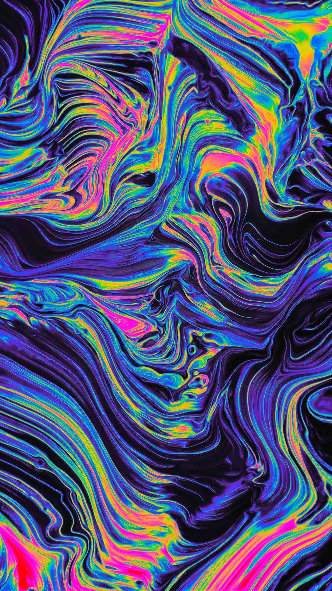 A Colorful Swirling Pattern With A Black Background Background