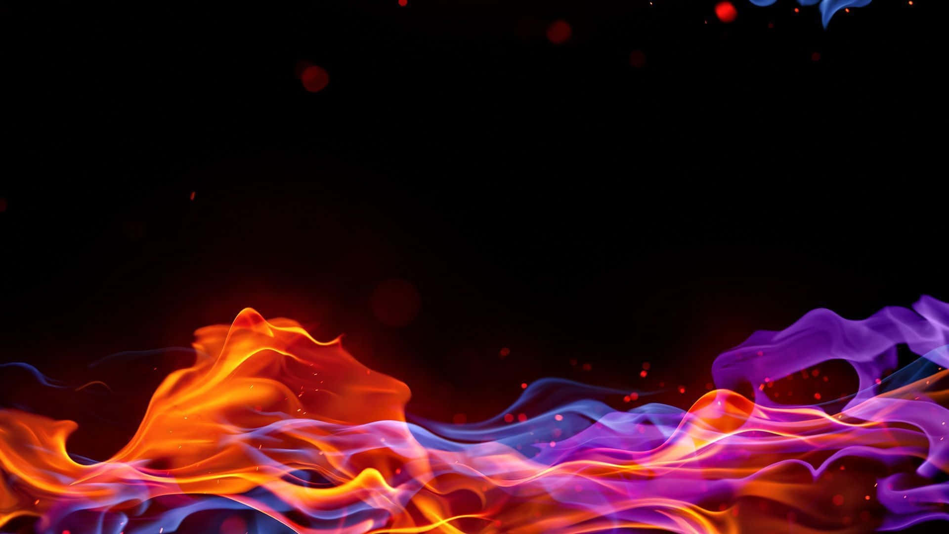 A Combination Of Red And Blue Fire Illuminates The Night Background