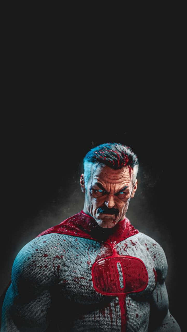 A Comic Book Character With Blood On His Face Background