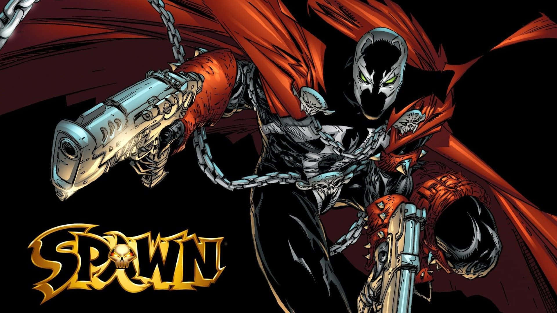 A Comic Book Cover With The Word Spawn Background